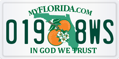 FL license plate 0198WS