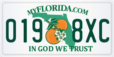 FL license plate 0198XC