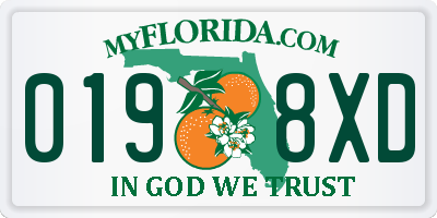 FL license plate 0198XD