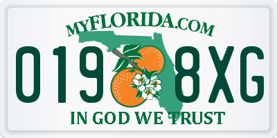 FL license plate 0198XG
