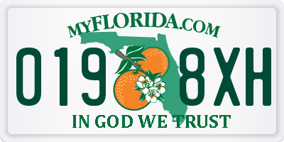 FL license plate 0198XH