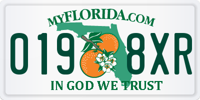 FL license plate 0198XR
