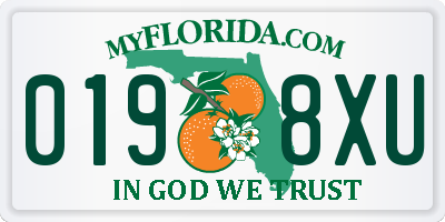 FL license plate 0198XU