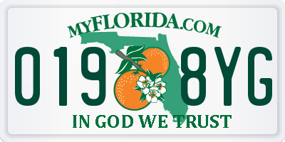 FL license plate 0198YG