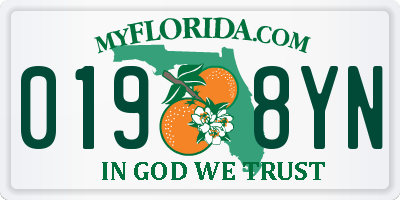 FL license plate 0198YN