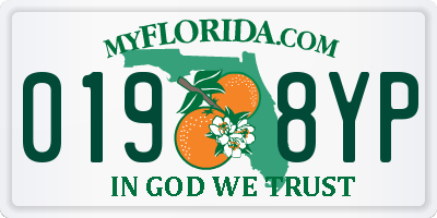 FL license plate 0198YP