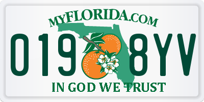 FL license plate 0198YV