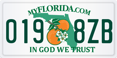 FL license plate 0198ZB