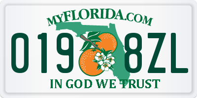 FL license plate 0198ZL