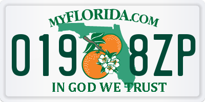 FL license plate 0198ZP