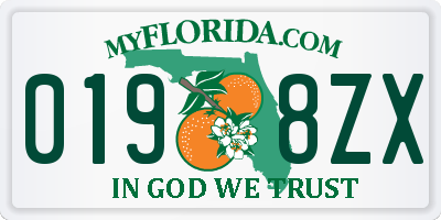FL license plate 0198ZX