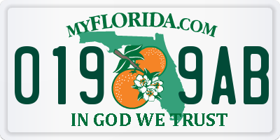 FL license plate 0199AB