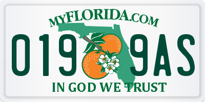FL license plate 0199AS