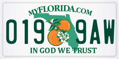 FL license plate 0199AW