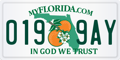 FL license plate 0199AY