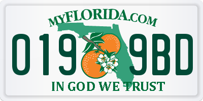 FL license plate 0199BD