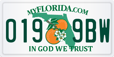 FL license plate 0199BW