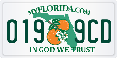 FL license plate 0199CD