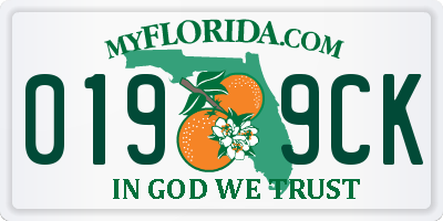 FL license plate 0199CK