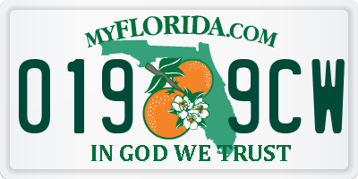 FL license plate 0199CW