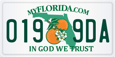 FL license plate 0199DA