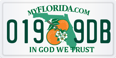 FL license plate 0199DB