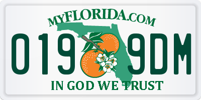 FL license plate 0199DM