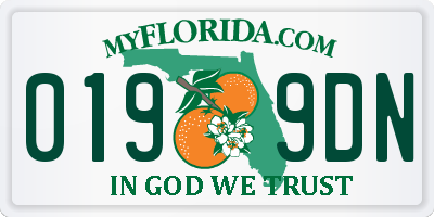 FL license plate 0199DN