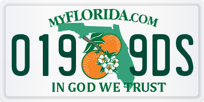 FL license plate 0199DS