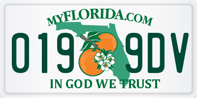 FL license plate 0199DV