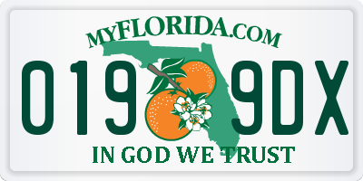 FL license plate 0199DX