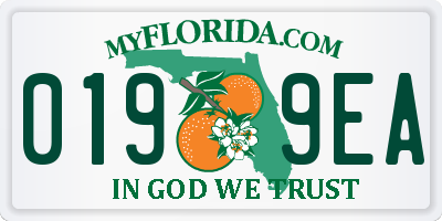 FL license plate 0199EA