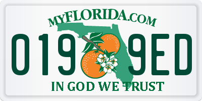 FL license plate 0199ED