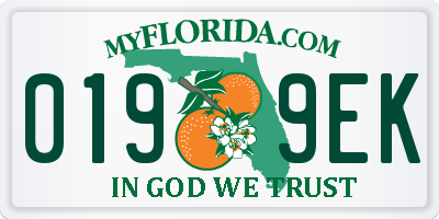 FL license plate 0199EK
