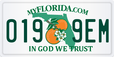 FL license plate 0199EM