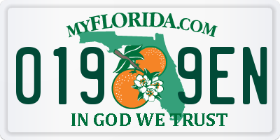 FL license plate 0199EN