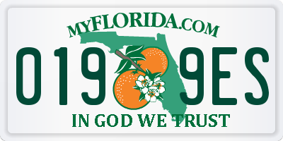 FL license plate 0199ES