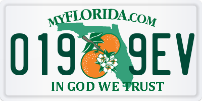 FL license plate 0199EV