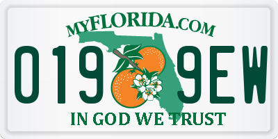 FL license plate 0199EW