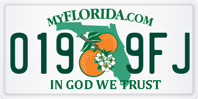 FL license plate 0199FJ