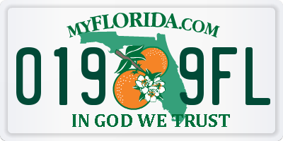 FL license plate 0199FL