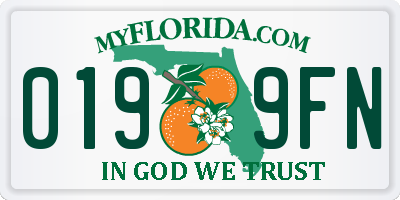FL license plate 0199FN