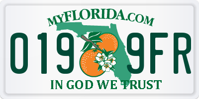 FL license plate 0199FR