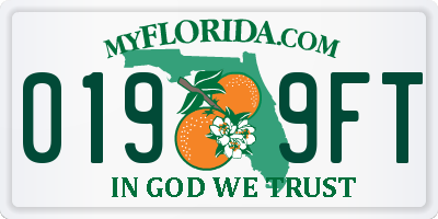 FL license plate 0199FT
