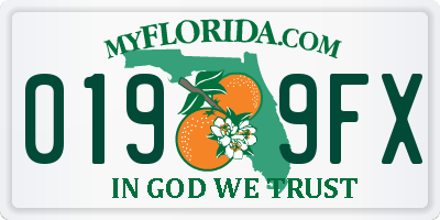 FL license plate 0199FX