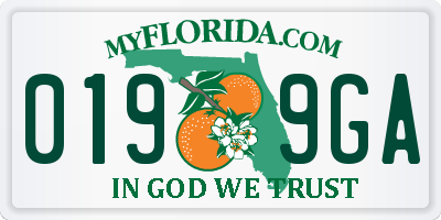 FL license plate 0199GA