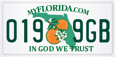 FL license plate 0199GB