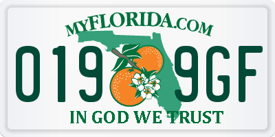 FL license plate 0199GF