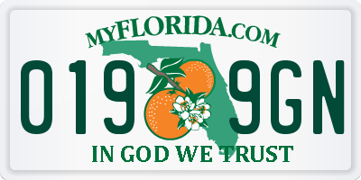 FL license plate 0199GN