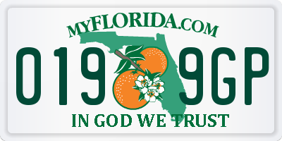 FL license plate 0199GP